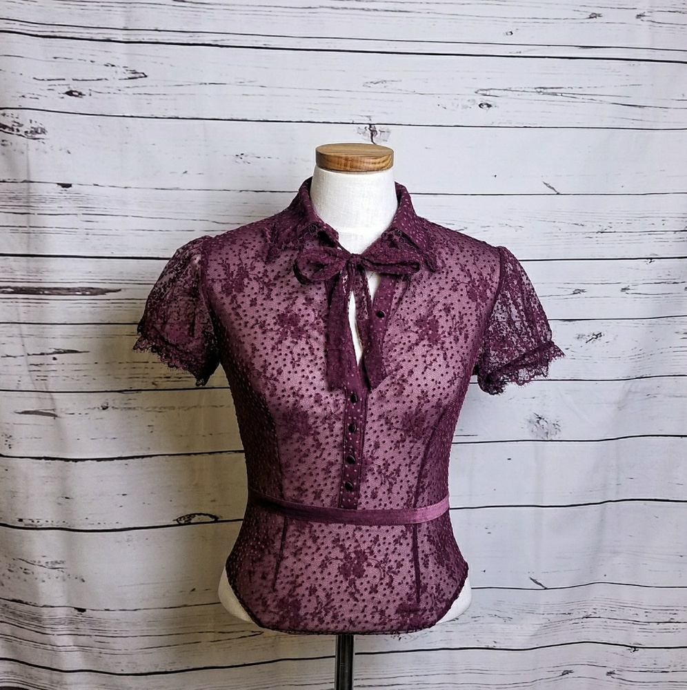 VICTORIA'S SECRET VELVET DOT BUTTON BODYSUIT